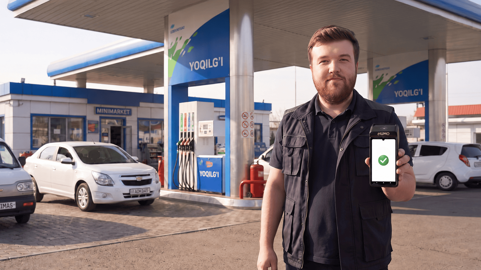 Оплата через POS-терминал HUMO на АЗС